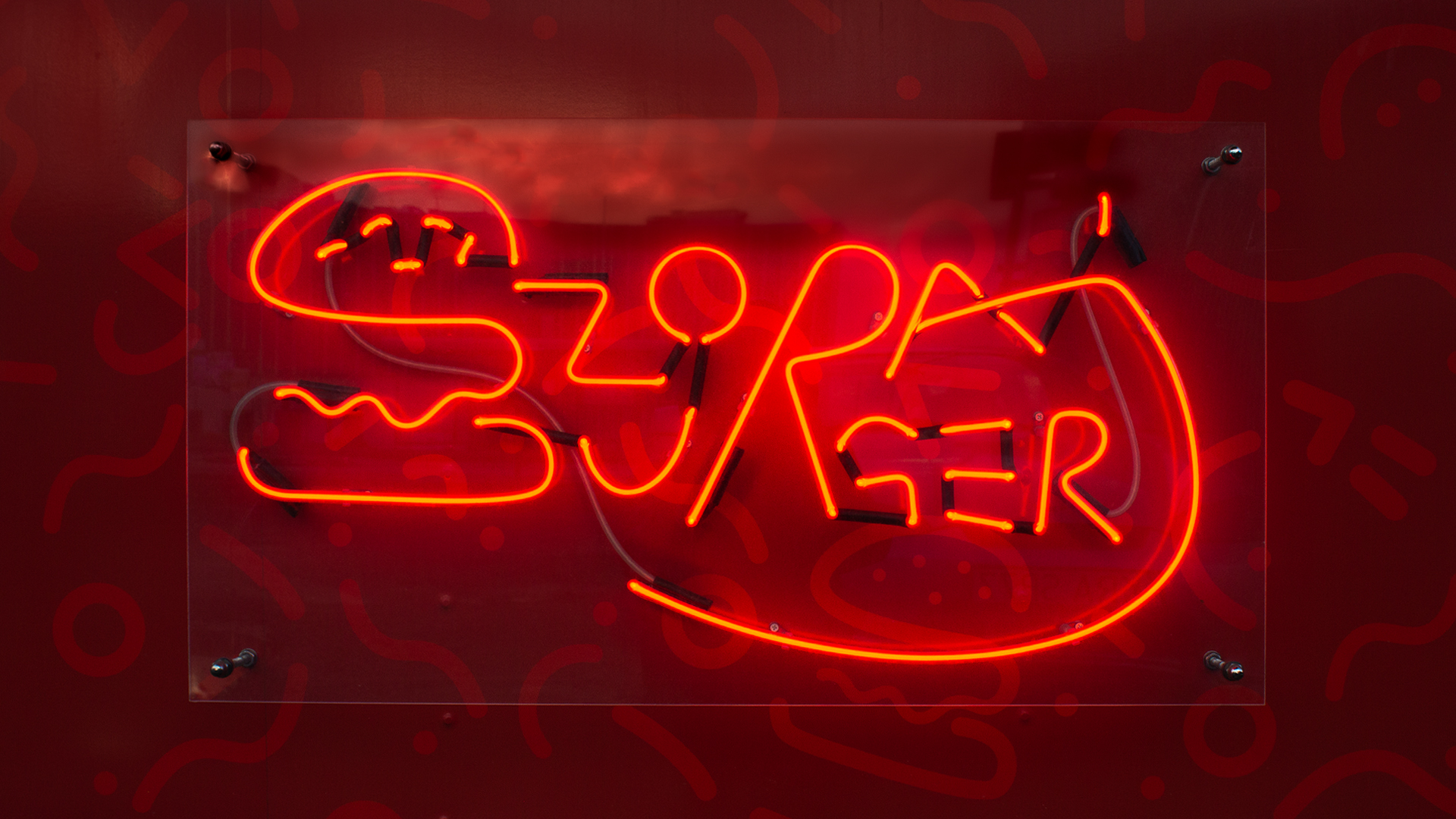 logo szoraj burger, neon identyfikacji wizualnej